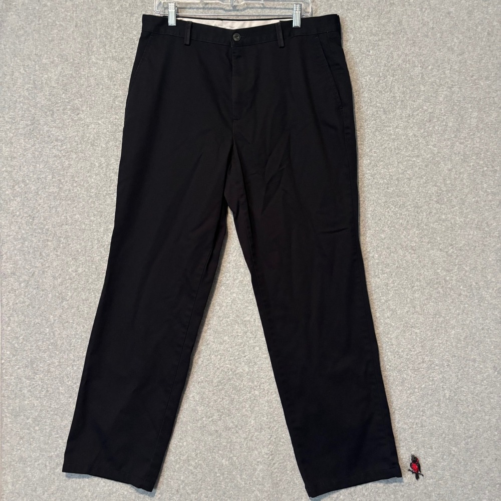 Levi Strauss Signature Men's 36x32 Black Khakis Classic Fit Flat Front Pants Vtg